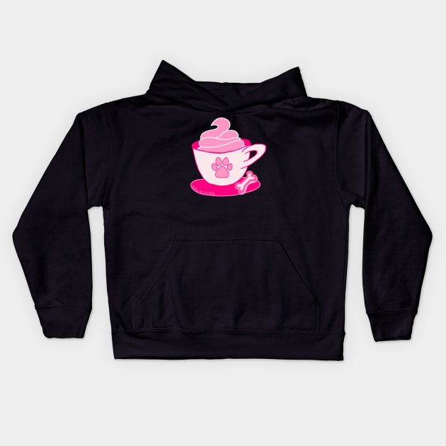 Puppuccino Dog Coffee Pup Cup Kids Hoodie by ROLLIE MC SCROLLIE